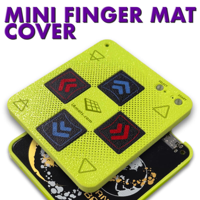 LTEK Mini Finger Mat with lime Cover and 4 arrow buttons - Top and bottom view - 1