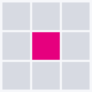 中央のパネルだけが強調表示された、3×3のダンスマットグリッドの図