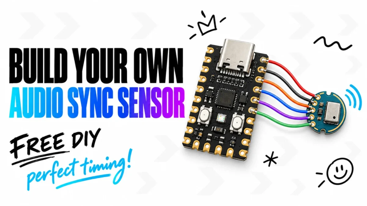 DIY LTEK Audio Sync Sensor: RP2040-Zero and INMP441 - Interactive Mats L-TEK DIY LTEK Audio Sync Sensor for StepMania: a Waveshare RP2040-Zero board wired to an INMP441 I2S microphone module with six colored jumper wires