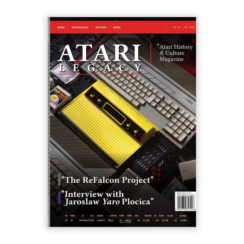 『Atari Legacy』第2号(2026年第3四半期)の表紙 - Interactive Mats L-TEK 『Atari Legacy』誌第2号(2026年第3四半期)の表紙。ReFalconプロジェクトとヤロスワフ・ヤロ・プロチツァ氏へのインタビューが掲載されている。