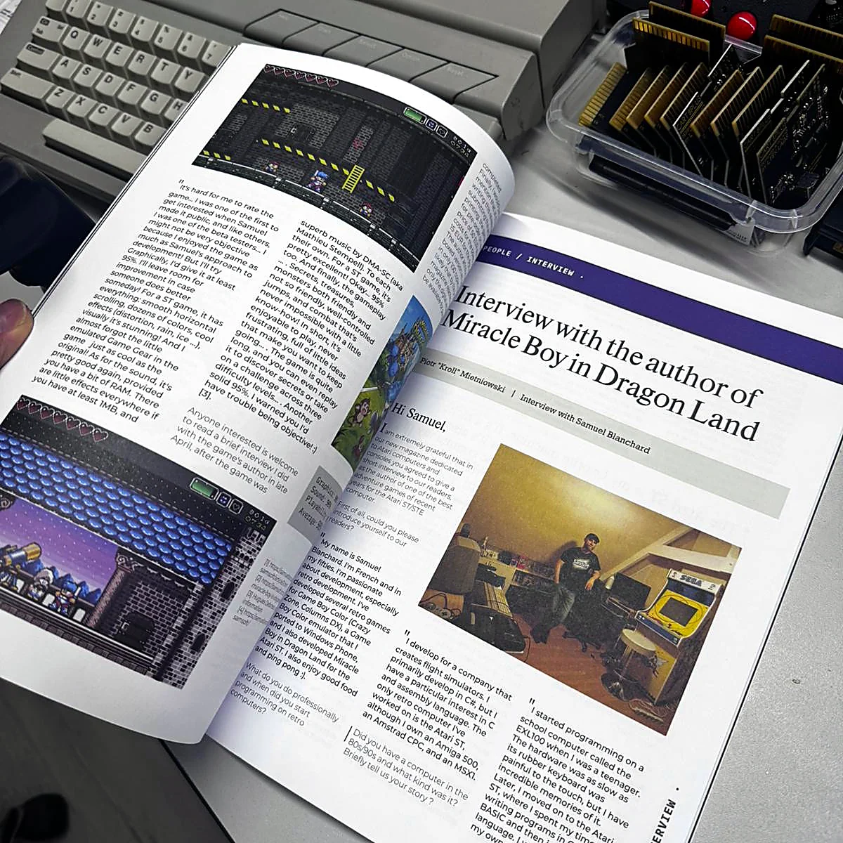 sq-nr01-miracle-boy-interview - Interactive Mats L-TEK Atari Legacy Issue 01 open at the interview with Samuel Blanchard, author of Miracle Boy in Dragon Land