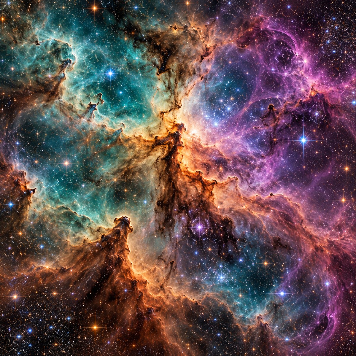PRO Xの9枚すべてのパネルに収められた深宇宙の写真：アップロードされたそのままの平面アートワーク